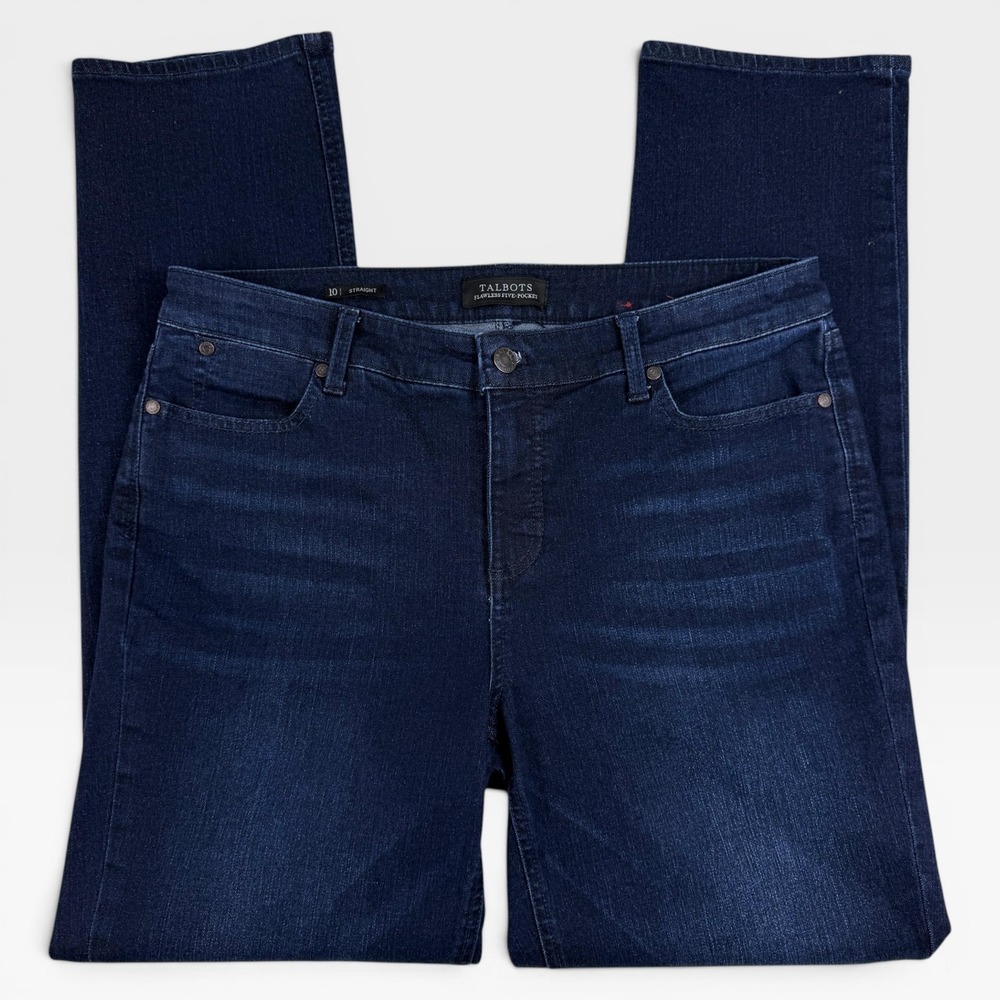 TALBOTS Flawless Five-Pocket Straight Leg Jeans Womens 10 Blue Denim Casual